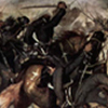 Thumbnail of a painting by Giovanni Fattori that shows a horrific battle taking place between soldiers in white and black with men laying on the ground and being shot.