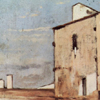 Thumbnail of painting by Giovanni Fattori of a cream-colored house on brown earth with blue sky.