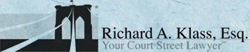 Artist rendering of a portion of the Brooklyn Bridge, the Logo for the Law Office of Richard A. Klass, Esq.