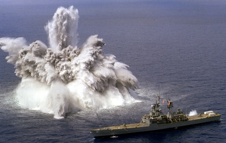 Underwater explosion next to the USS Arkansas illustrating article by Richard Klass about an employment agreement and restrictive covenants