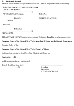Thumbnail of Form 9. Notice of Appeal