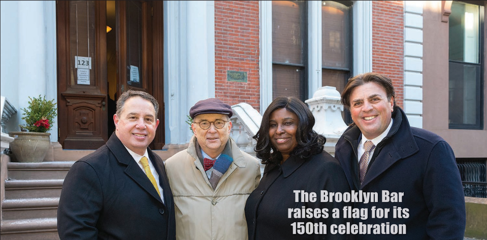 Attorneys in front of the Brooklyn Bar Association